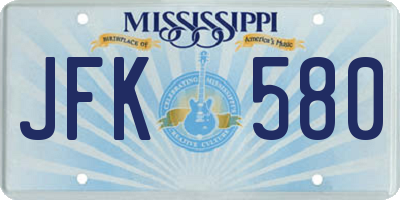 MS license plate JFK580