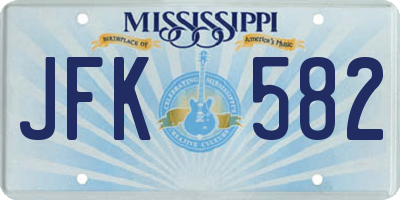 MS license plate JFK582
