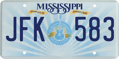 MS license plate JFK583
