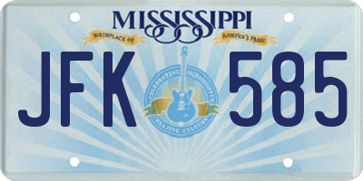MS license plate JFK585
