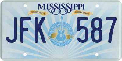 MS license plate JFK587