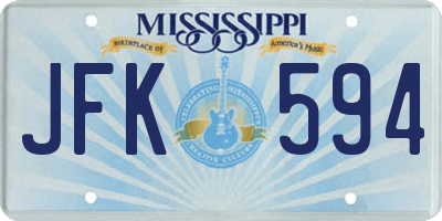 MS license plate JFK594