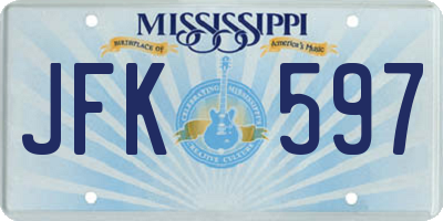MS license plate JFK597