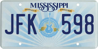 MS license plate JFK598