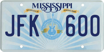 MS license plate JFK600