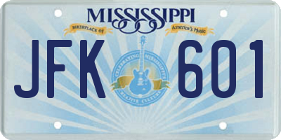 MS license plate JFK601