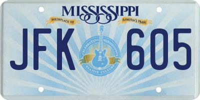 MS license plate JFK605