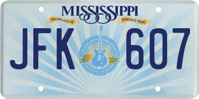 MS license plate JFK607