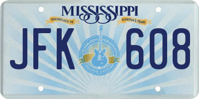 MS license plate JFK608