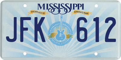 MS license plate JFK612