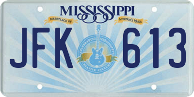 MS license plate JFK613