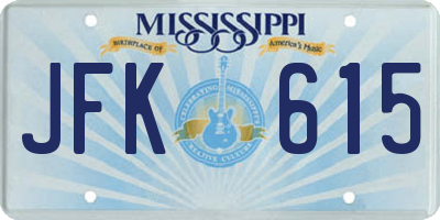 MS license plate JFK615