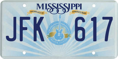MS license plate JFK617