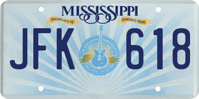 MS license plate JFK618