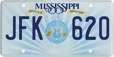 MS license plate JFK620