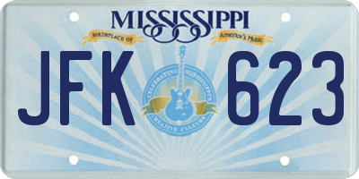 MS license plate JFK623