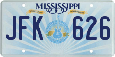 MS license plate JFK626