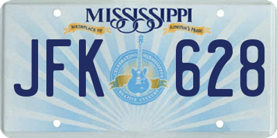 MS license plate JFK628