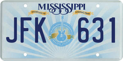 MS license plate JFK631