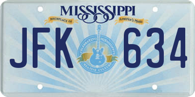 MS license plate JFK634