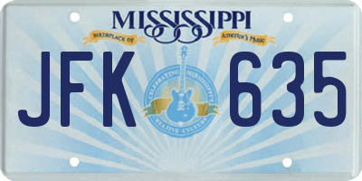 MS license plate JFK635