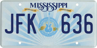 MS license plate JFK636