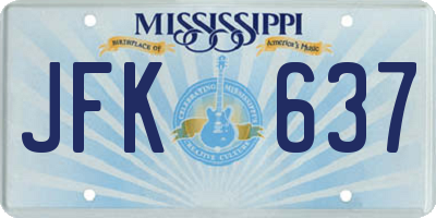 MS license plate JFK637