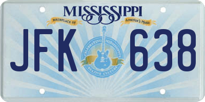 MS license plate JFK638