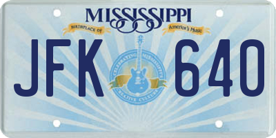 MS license plate JFK640