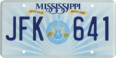 MS license plate JFK641