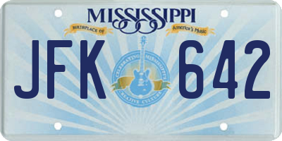 MS license plate JFK642