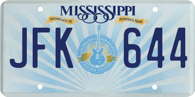 MS license plate JFK644