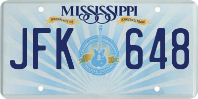 MS license plate JFK648