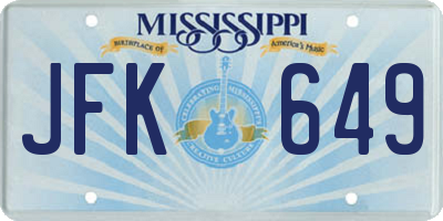 MS license plate JFK649