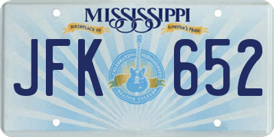 MS license plate JFK652