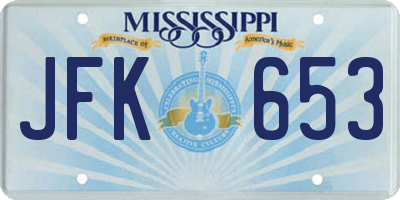 MS license plate JFK653
