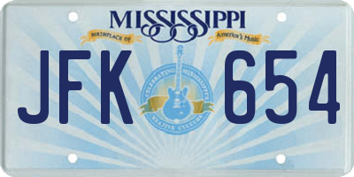 MS license plate JFK654