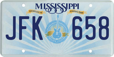 MS license plate JFK658