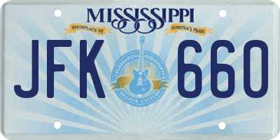 MS license plate JFK660