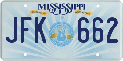MS license plate JFK662
