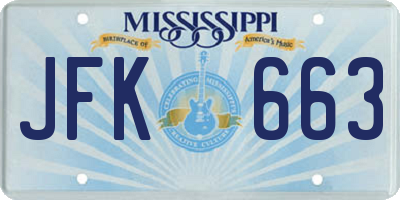 MS license plate JFK663