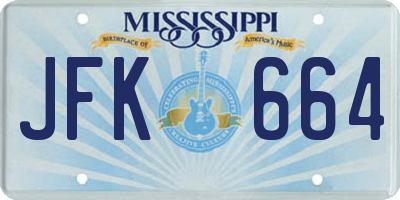 MS license plate JFK664