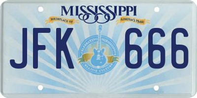 MS license plate JFK666