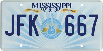 MS license plate JFK667