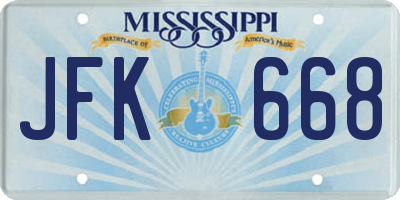 MS license plate JFK668