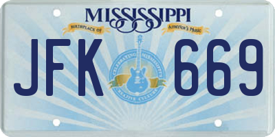 MS license plate JFK669