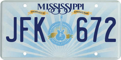 MS license plate JFK672