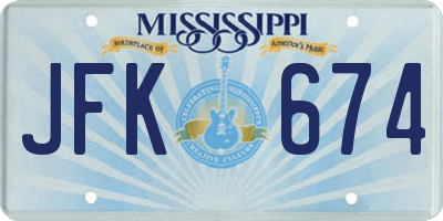 MS license plate JFK674
