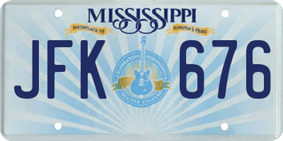 MS license plate JFK676