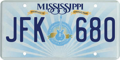 MS license plate JFK680